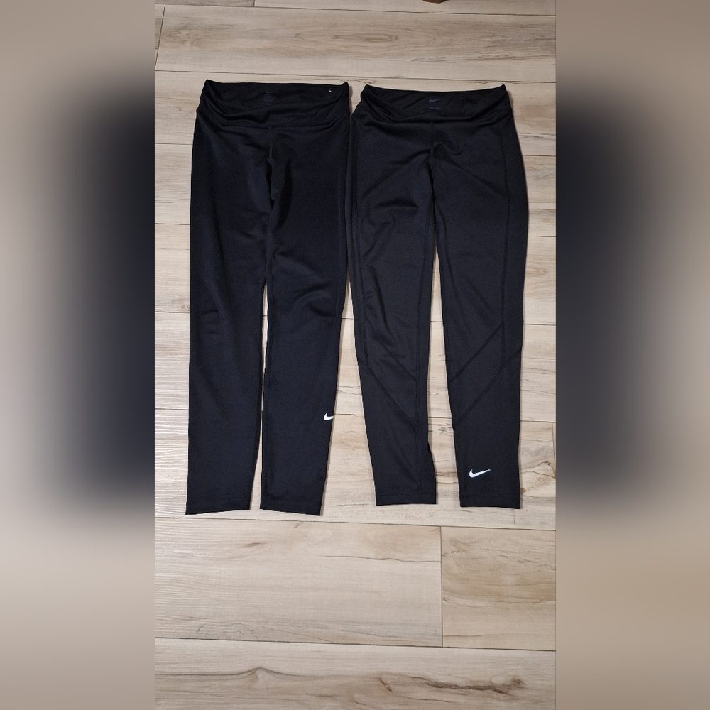 Nike Dri-Fit Girls Leggings with White Logo Size Large